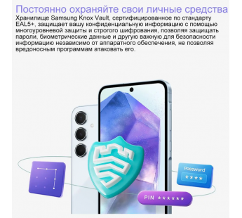 Смартфон Samsung A556 Galaxy A55 5G 8Gb/128Gb Ice Blue (6,6"/50МП/4G/NFC/IP67/5000mAh)#2054346