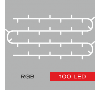 Гирлянда Kurato B002 НИТЬ белый провод, 10 метров, 100 диодов (RGB), шт#2054458