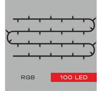 Гирлянда Kurato B002 НИТЬ темн.провод, 10 метров, 100 диодов (RGB), шт#2054467