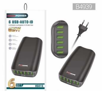 Сетевая зарядная станция Live Pover H5015 6 USB 65W 5V/2.4A (черный)#2055587