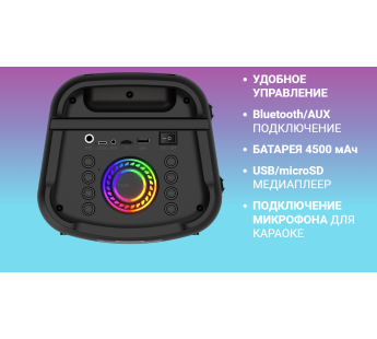 Портативная колонка MAXVI PS-05 (Bluetooth/USB/TF/AUX/LED подсветка/30Вт) черная#2058984