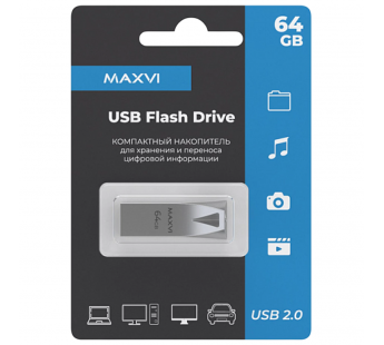 64GB накопитель MAXVI MK2 серебристый#2058690