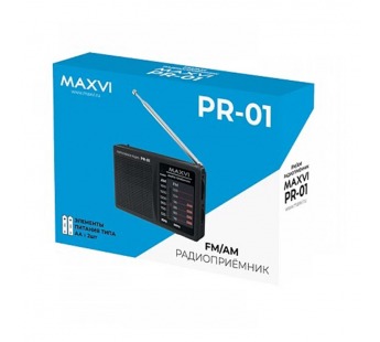 Радиоприемник MAXVI PR-01 (AM/FM/2 х АА) черный#2058834