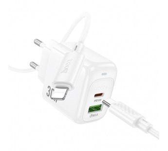 СЗУ с выходом USB Hoco CS55A (PD30W/QC/1USB C/1USB/кабель Type-C - Lightning) белое#2058790