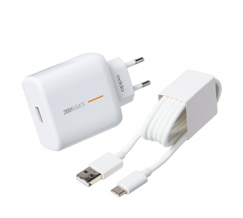 Адаптер Сетевой SuperVooc для Realme/Oppo USB 65W + кабельType-C/USB (B) (white)#2075964