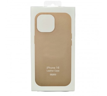 Чехол-накладка для Apple iPhone 16 кожаный Magsafe, золотой#2064141