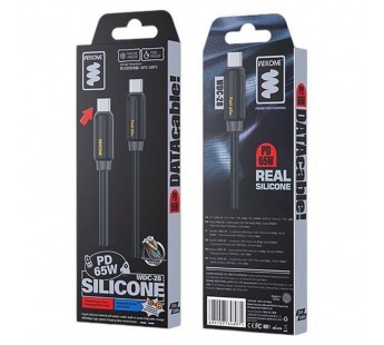 Кабель Type-C - Type-C WEKOME WDC-28 1.0m PD 65W (Незамерзающий) Черный#2126323