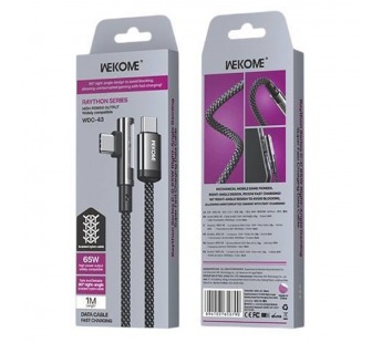 Кабель Type-C - Type-C WEKOME WDC-43 1.0m PD 65W (Gaming/Нейлон) Черный#2117840
