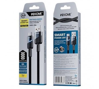 Кабель USB - Type-C WEKOME WDC-36 1.0m 6A (Нейлон) Черный#2126326
