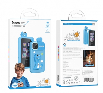 Детский мобильный телефон HOCO Y103 (голубой чехол с Динозавром)#2061249