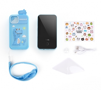 Детский мобильный телефон HOCO Y103 (голубой чехол с Динозавром)#2061252