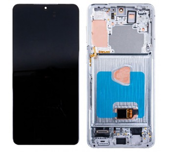 Дисплей для Samsung Galaxy S21+ (G996B) модуль с рамкой Серебро - (OLED) (Full Size)#2086704