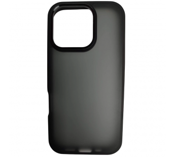 Чехол пластиковый iPhone 16 Pro "ПРОЗРАЧНО-МАТОВЫЙ ЦВЕТНОЙ" черный#2062427