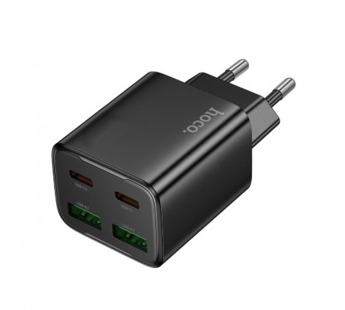 Адаптер Сетевой с кабелем Hoco N55 2Type-C/2USB 3A/20W (Lightning/Type-C) (black) (236341)#2063396