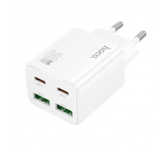 Адаптер Сетевой с кабелем Hoco N56 2Type-C/2USB 3A/30W (Type-C/Type-C) (white) (236338)#2063392