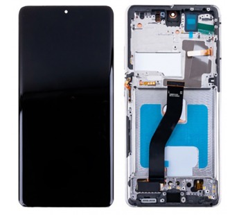 Дисплей для Samsung Galaxy S21 Ultra (G998B) модуль с рамкой Серебро - (OLED) (Full Size)#2086163