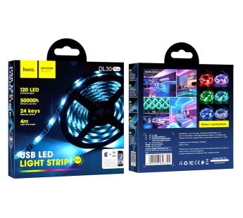 Светодиодная лента Hoco DL30 Plus (USB, LED, RGB), 4м, черный#2064149