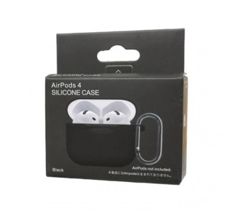 Чехол для наушников AirPods 4 Silicone Case с карабином черный#2065333