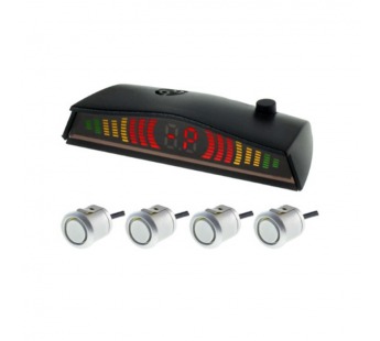 Парктроник на задний бампер 4 датчика с экраном (серебро)#2088791