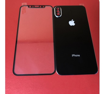 Защитное стекло iPhone X/XS/11 Pro 3D металл черное переднее+ заднее#2067543