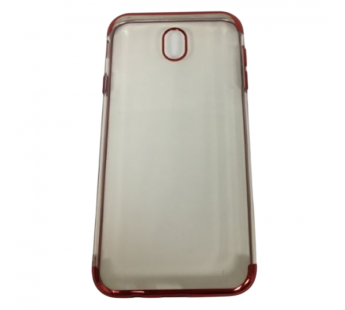 Чехол Samsung J7 (2017)/J730F силикон Laser ободок хром красный#2067486