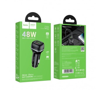 Автомобильный адаптер питания HOCO Z58A PD30W+QC3.0 (черный)#2082232