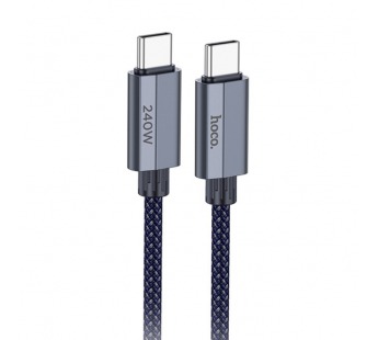 Кабель Type-C - Type-C Hoco U134 (5A, 240W, PD, оплетка ткань 2 м) Темно-синий#2075026