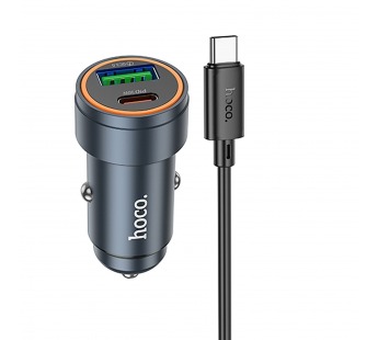 Адаптер автомобильный HOCO Z57A + кабель Type-С/Type-C серый металл#2141525
