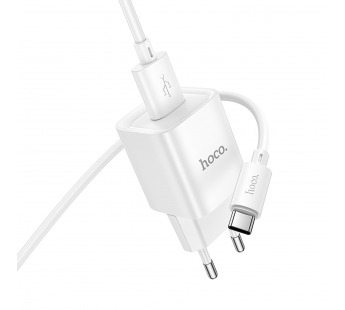 Адаптер Сетевой с кабелем Hoco C145A Charm USB 3A/18W (USB/Type-C) (white) (236008)#2074618