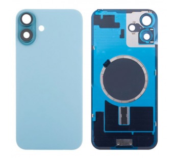 Задняя крышка для iPhone 16 Plus (A3290) в сборе со стеклом камеры Бирюзовый (стекло, монолит, MagSafe, логотип) - Премиум#2103072