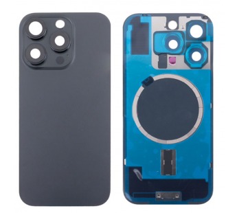 Задняя крышка для iPhone 16 Pro Max (A3296) в сборе со стеклом камеры Черный (стекло, монолит, MagSafe, логотип) - Премиум#2103085