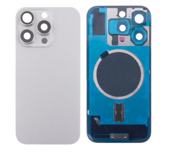 Задняя крышка для iPhone 16 Pro Max (A3296) в сборе со стеклом камеры Серый (стекло, монолит, MagSafe, логотип) - Премиум#2103086