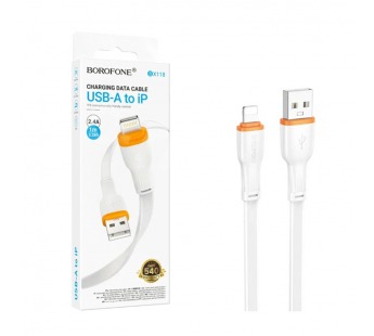 Кабель USB - Lightning Borofone BX118 (2.4A, плоский) Белый#2074861