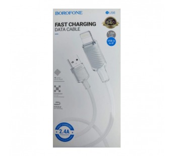 Кабель USB - Lightning BOROFONE BU56 (2.4A/1.2m/текстиль) белый#2075022