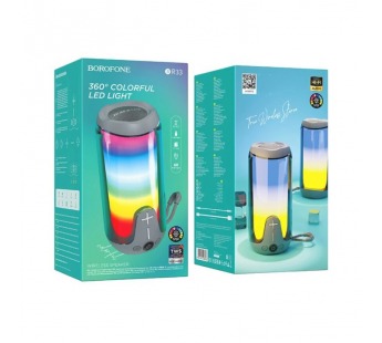 Портативная колонка BOROFONE BR33 (Bluetooth/USB/TF/AUX/5Вт/светящаяся) серая#2074833