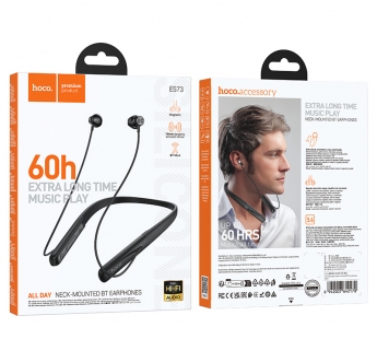 Спортивные Bluetooth-наушники HOCO ES73 (60 ч/400 mAh) черные#2085512
