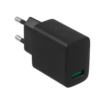 Сетевое зарядное устройство USB Acefast A90 (18W, QС3.0, GaN) Черный#2073025