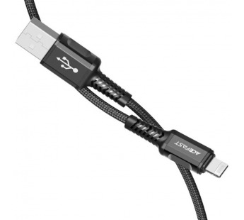 Кабель USB - Lightning Acefast C1-02 (2.4A, MFI, оплетка нейлон, 1.2 м) Черный#2073054