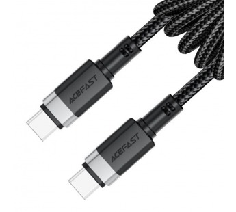Кабель Type-C - Type-C Acefast C14-03 (3A, 60W, PD, пружинный, оплетка нейлон, 1.2 м) Черный#2073060