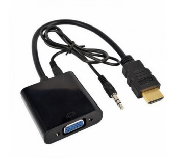 Адаптер HDMI to VGA + audio (черный) 15см (H177)#2073005