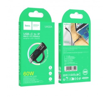 Переходник Type-C - Lightning выход LED дисплей HOCO UA32A черный#2074990