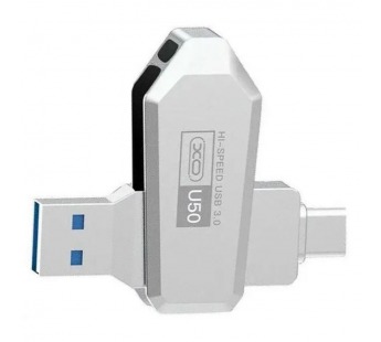 USB-флеш (USB 3.0 + Type-C) 64GB XO U50 Серебро#2112447