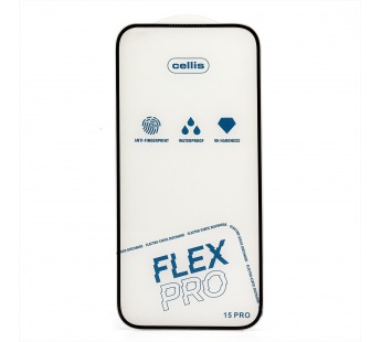 Защитное стекло Full Screen Cellis Flex Pro для "Apple iPhone 15 Pro" (black) (236369)#2078422