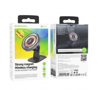 Автодержатель с беспроводной зарядкой BOROFONE BH212 магнитный на панель 15W черный#2076475