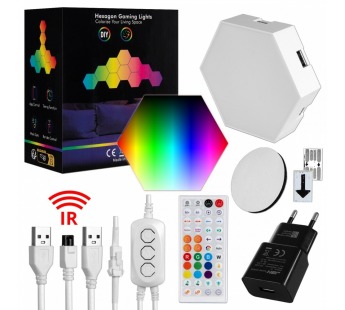 Светодиодный светильник RGB соты 12 шт с пультои и Wi-Fi#2102251