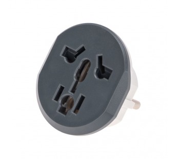 Адаптер универсальный (переходник) 16А с заземлением, серо-белый REXANT#2079312
