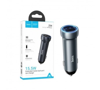 Автомобильное ЗУ HOCO Z54 (2USB/2.4A/15.5W) серый металл#2079132