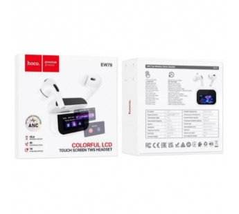 Беспроводные Bluetooth-наушники HOCO EW79 с сенсорным экраном белые#2079117
