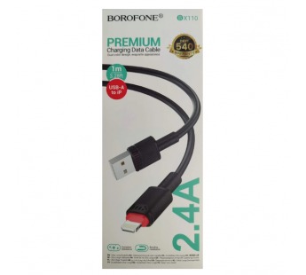 Кабель USB - Lightning BOROFONE BX110 (2.4A/1m) черный#2082170