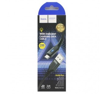 Кабель USB - Micro USB HOCO DU08 Plus (2.4A/2m/текстиль) черный#2118360